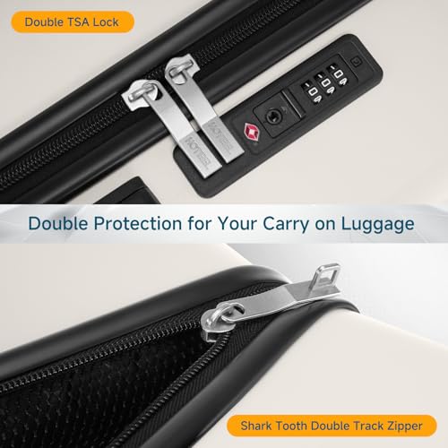 Image of Hoteel Luggage Sets 3 Piece, 4-Year Warranty, Carry-On Luggage with Dual-Spinner Wheels, PC+ABS Hardside Suitcase Set with TSA Lock, Durable Carry On Suitcase, Beige(20IN /DB /TB)