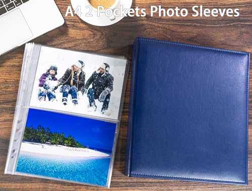 30 Pack 120 Pockets A5 Photo Sleeves for A4 2/3/4 Ring Binder, Ultra-Clear Double-Sided 2 Pocket 219x152 mm Photo Page Protector, Top Loading Photo Album 6x8 Refill Pages image 8