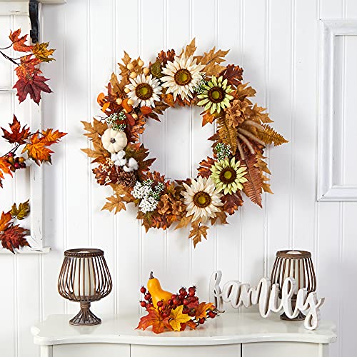 Nearly-Natural-30in-Autumn-Sunflower-White-Pumpkin-and-Berries-Artificial-Fall-Wreath Nearly Natural 30in Autumn Sunflower White Pumpkin and Berries Artificial Fall Wreath