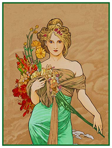 Orenco Originals Spring by Alphonse Mucha Counted Cross Stitch Pattern