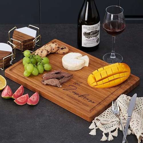 Conjunto personalizado de tabla de cortar con posavasos en bambú miniatura 3