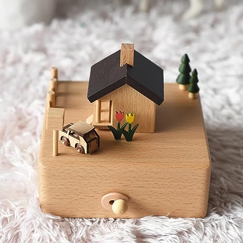 Image of AUGEN Exclusive Music Box Musical Boxes Carousel Children's Boutique Wooden Men and Women Birthday Creative Christmas Valentine's Day Gift Home Decoration (6057-A5)