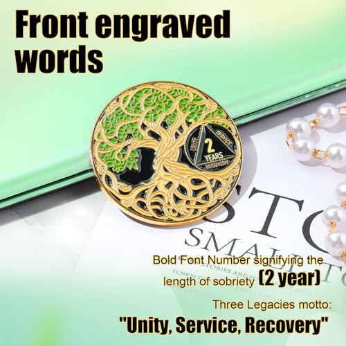 sobriety coin recovery anniversary token sobriety gifts aa chips and medallions for women mengreen2 year