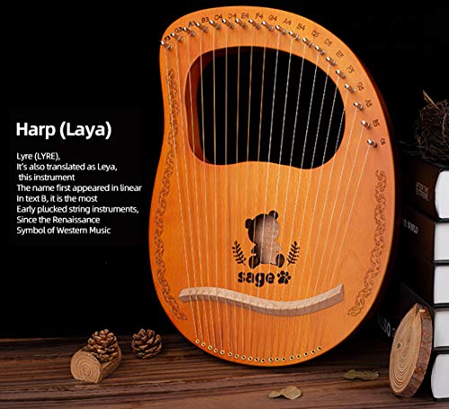 Draagbare kleine harp, harp 19 lir, snaarinstrument, metaalsnaar mahonie snaarinstrument, lire, gemakkelijk te gebruiken, met stemsleutel en touwen, enz., B - Image 6
