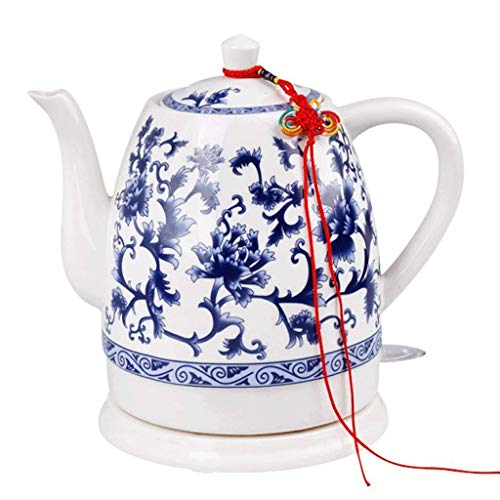 Tetera eléctrica cerámica inalámbrica azul y blanca 1.5L miniatura 4