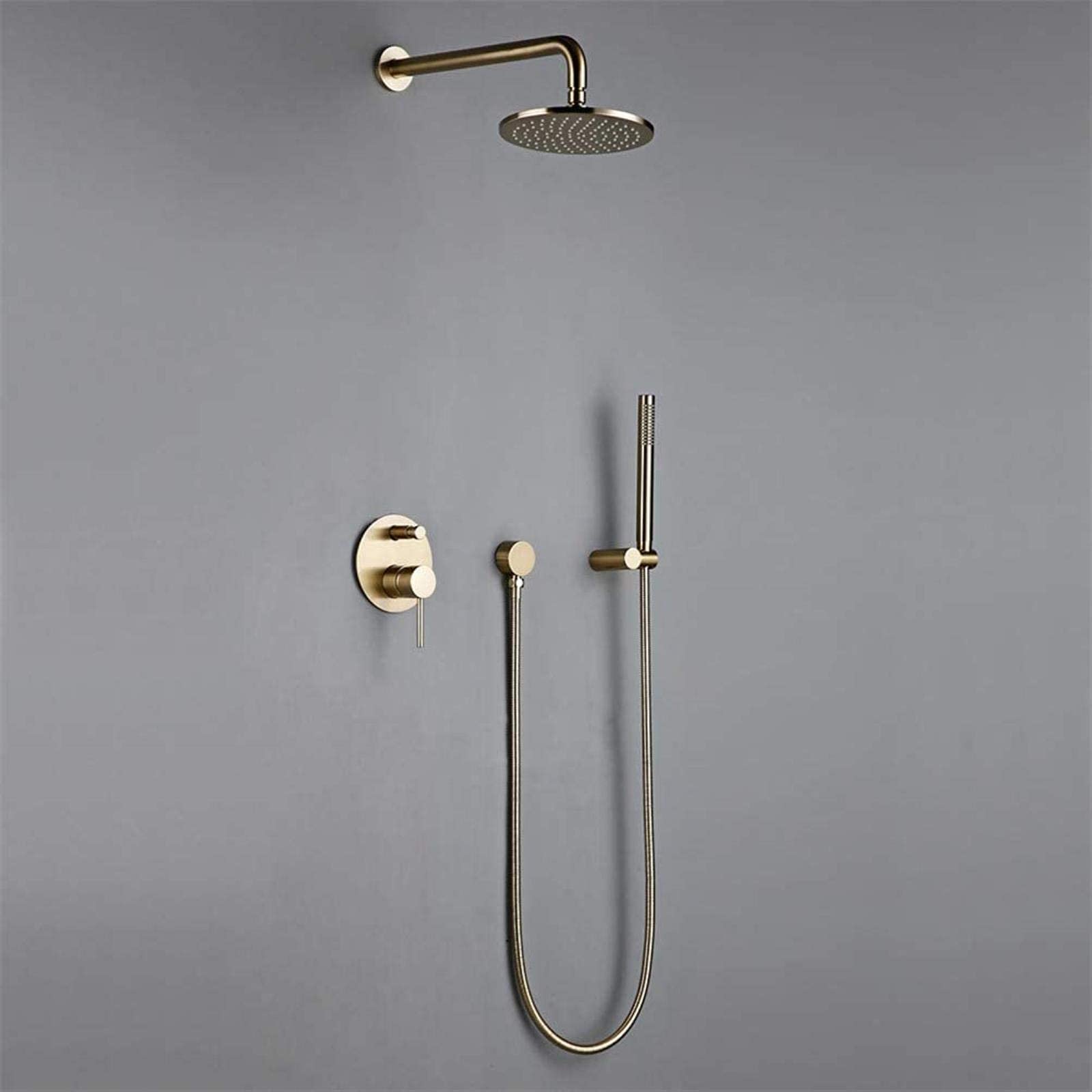 Rubinetti per doccia a parete Bagno Bagno Bagno Oro Spazzolato Doccia Rubinetto Set di Miscelatore Deviatore in Ottone Set 8-12in Soffione Doccia Valvola Braccio a Parete Set Doccia con