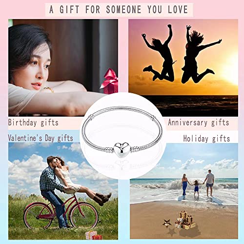 Image of Charm Snake Pattern Bracelet S925 Sterling Silver 18k Gold Plated, Rose Gold Snake Pattern Pandora Bracelet, Gift for Women