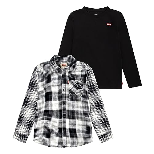 Levi's Boys' Long Sleeve Waffle Knit and Flannel 2-Pack Shirt