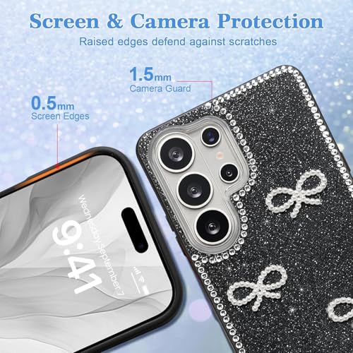 Image of DIZORO for Samsung Galaxy S26 Ultra 5G case,Cute Bow Tie Aesthetic Phone Case,Trendy Slim Hard IMD Shockproof Protective Bumper Designer Phone Back Cover for Women Girls - Black