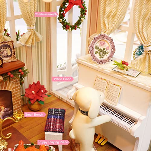 DIY Miniatur Puppenhaus Kit 1:24 Realistisches Mini 3D Holz Mini -Zimmer mit Möbeln, , LED Leuchten, Weihnachts Dekoration, Geschenk für Jugendliche, Erwachsene (Holiday time) – Bild 5