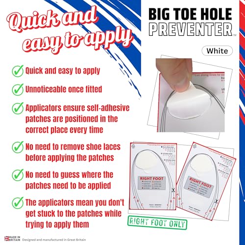 Big Toe Hole Preventer, self-Adhesive Patches with a Clever applicator - Shoe Toe Hole Area Repair Patch3