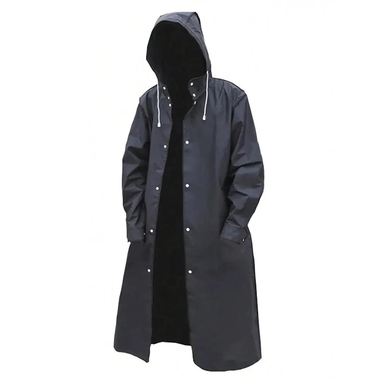 DFGBAPKBL Black Adult Waterproof Long Raincoat Impermeable Women Men Rain Coat Hooded For Outdoor Hiking Travel Fishing Climbing For waterproofing in rainy weather(L)