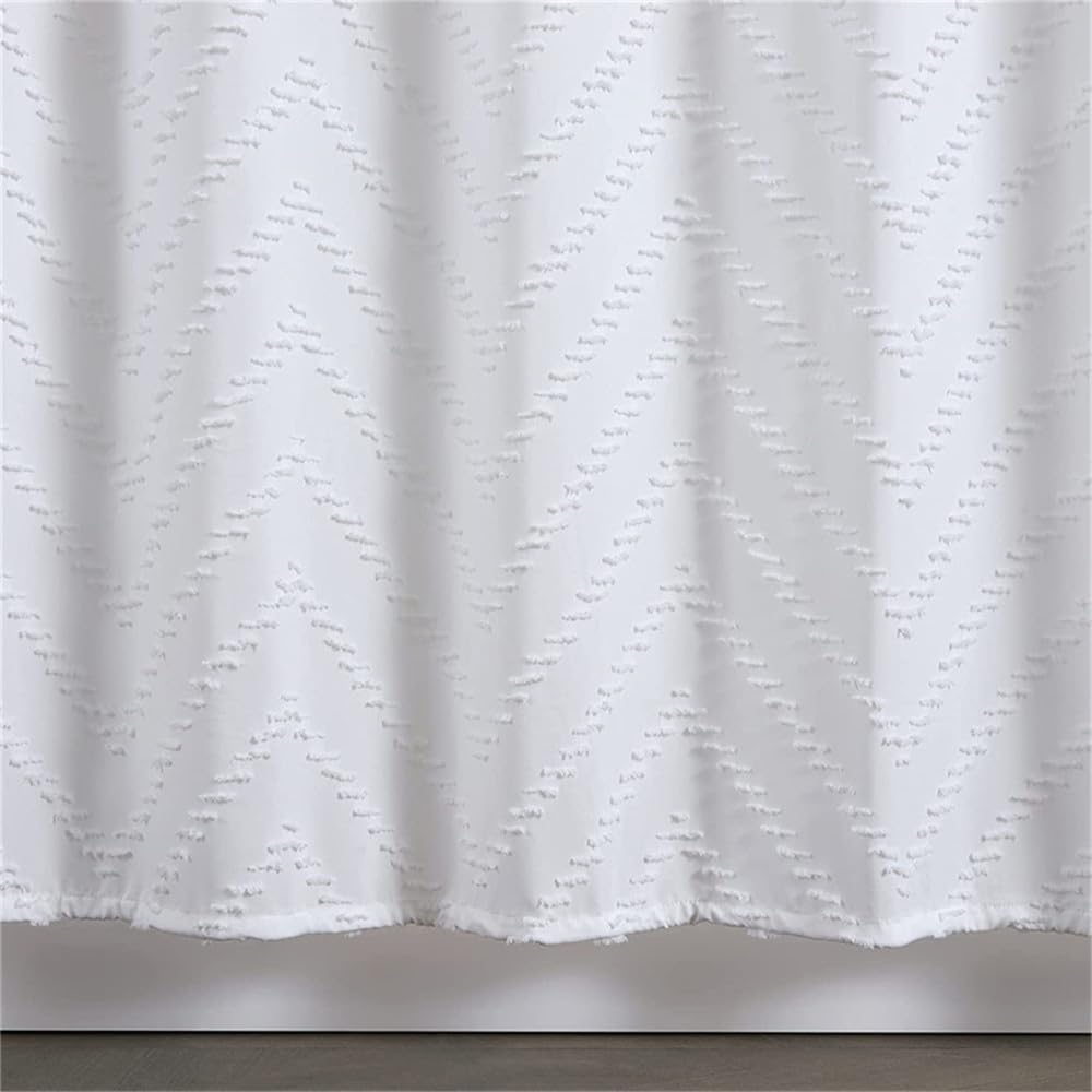 Rideau de douche élégant en tissu tissé imperméable pour salle de bain Blanc 180 x 200 cm