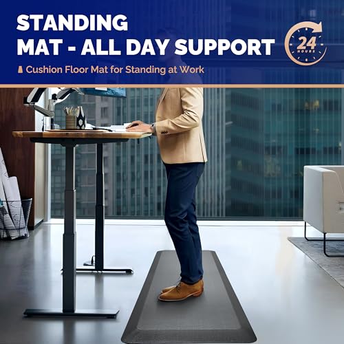 Image of FEATOL Anti Fatigue Mat for Standing, 9 /10 Extra Thick Ergonomic Standing Desk Mat, Comfort Memory Foam Standing Mat at Home,Office All Day (20 inch x 59 inch, Grey, 1PC)