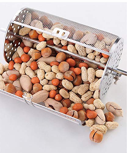 Falytemow Stainless Steel Rotisserie Grill Roaster Drum Oven Basket Oven Roast Baking Rotary for Peanut Dried Nut Coffee Beans BBQ 5.51 x 9.04 inch (14x23cm) - Thumbnail 2