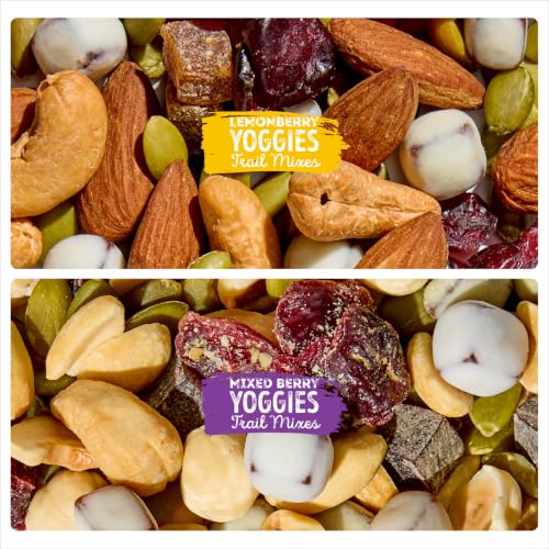 Image of Nature's Garden Probiotic Yoggies Trail Mix Multipack Snack 24oz (24 x 1oz) | (Lemonberry 12x1oz + Mixed Berry 12x1oz) Yogurt Covered Fruit & Nut Snack for Adult & Kid, Perfect for On-the-go Variety Pack
