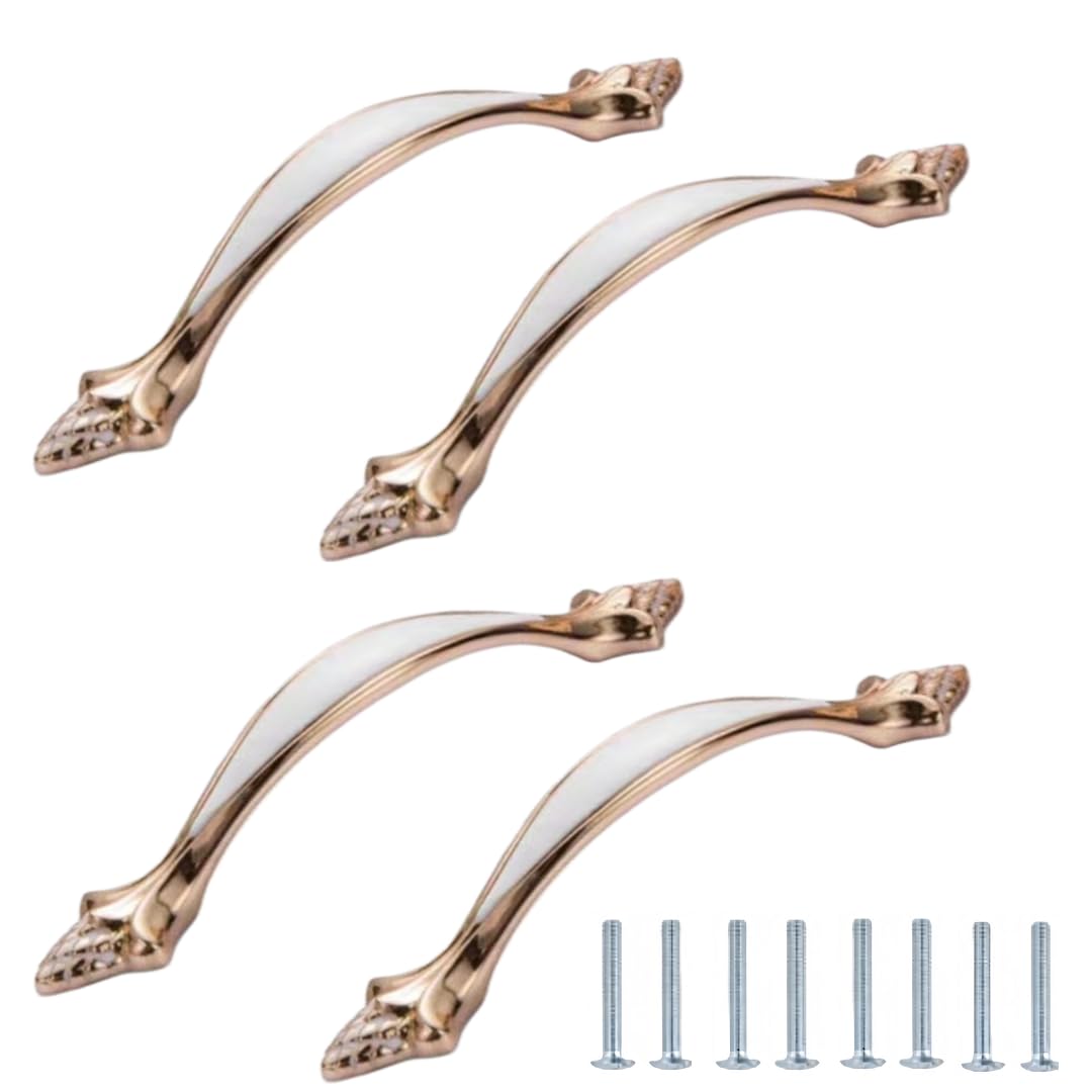 NLQCSXWEP Zinc Alloy Cabinet Bow Handle, Zinc Alloy Aluminum Cabinet Handles 4-Pack Multicolor(932-96mm Porcelain White)