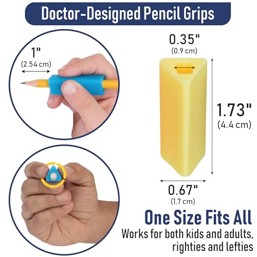 The Classics 12-Pack Triangle Pencil Grips, Assorted Bright Colors, 1.75-Inch Long (TPG-16212)