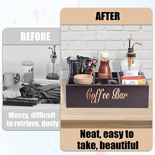 Thickened Wooden Coffee Station Organizer For Countertop, Kcup Coffee Pod Holder Basket With Removable Dividers, Tea Cup Filter Dispenser Coffee Pod Organizer For Home, Coffee Bar Accessories Storage #TOP4