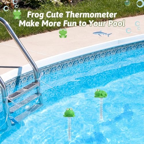 Image of Floating Pool Thermometer, Large Display with String Easy to Read, Shatter Resistant, Water Temperature Thermometer for Outdoor & Indoor Swimming Pools, Spas, Hot Tubs,Ice Bath & Aquariums (Frog)