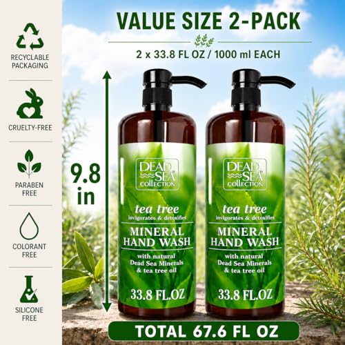 Image of Dead Sea Collection Hand Soap Pump Tea Tree - Hand Wash Liquid with Dead Sea Minerals and Tea Tree Nourishing - Invigorates & Detoxifies Oil - Gentle for All Skin Types Pack of 2 (33.8 Fl Oz Each)