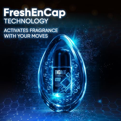 Image of Engage Aqua Blast Underarm Roll On Deo for Men|72 Hour Sweat & Odour Protection| Advanced Antiperspirant Formula|FreshEncap Technology |Non Sticky| 0% Alcohol | Dermatologically tested|50ml