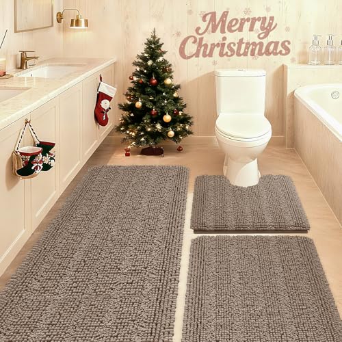 ACCUMTEK Striped 3-Piece Bath Rug Set
