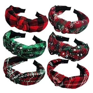 KizBruo 6 Stuks Kerst Geknoopt Plaid Hoofdbanden Mode Vintage Tulband Haarband Retro Brede Check Hoofdband Voor Vrouwen…