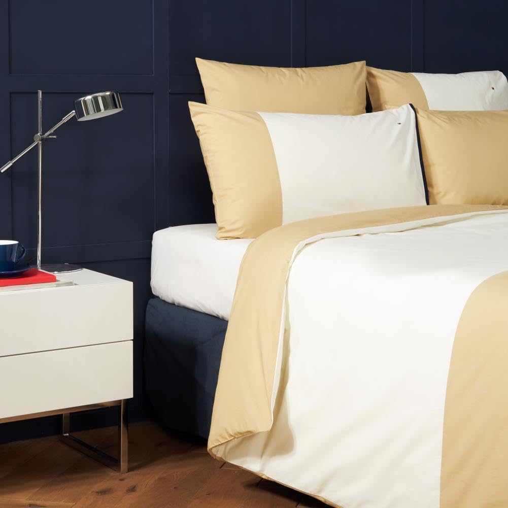 Tommy Hilfiger Komplet pościeli Colour Block kolor migdałowy rozmiar 155 x 220 + 80 x 80 cm