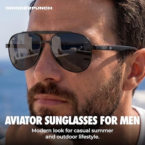 Image of grinderPUNCH Polarized Aviator Sunglasses Men Women Retro Vintage Square Pilot Sun Glasses UV400 Protection