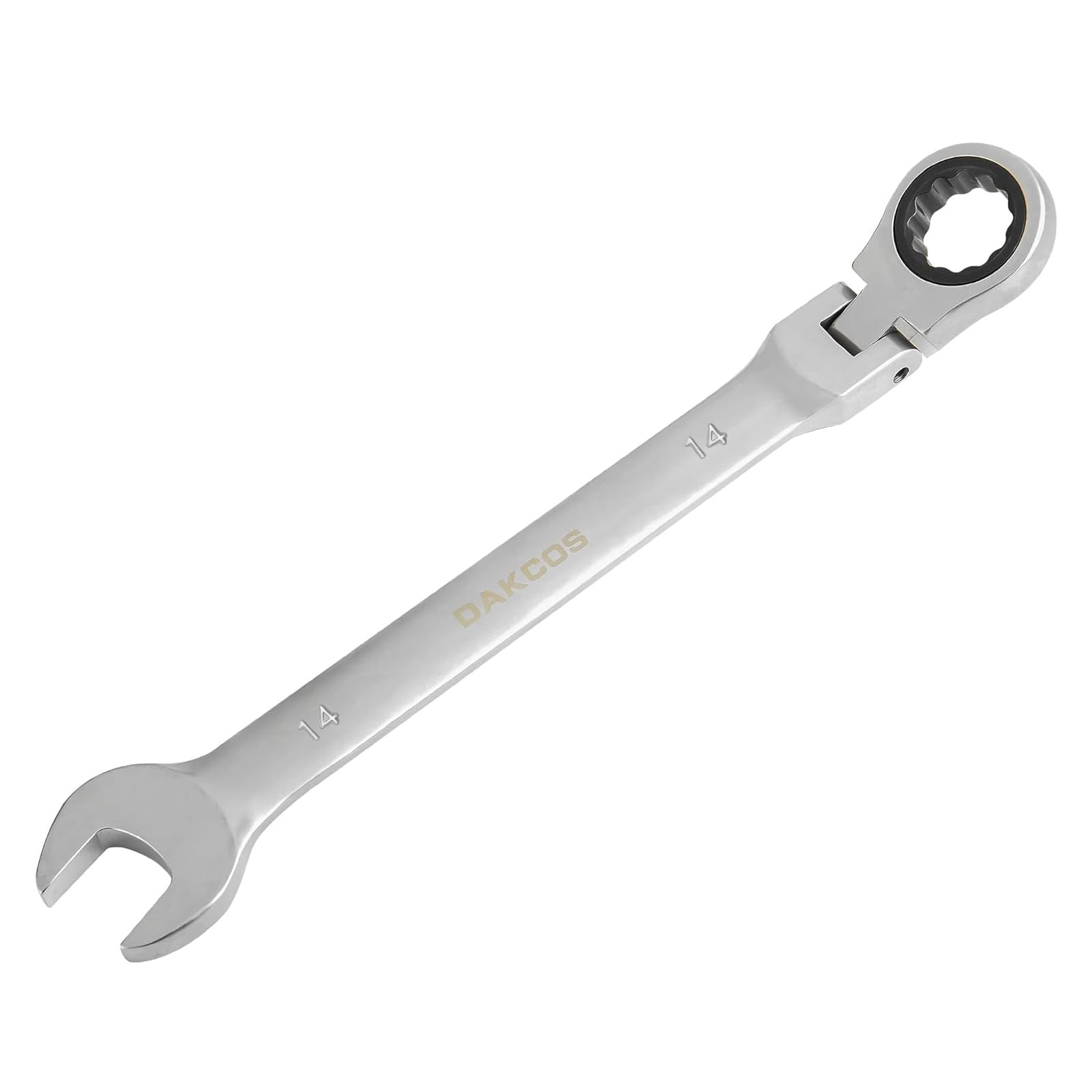 Dakcos Chrome 14Mm Flexible Head Spanner Dual Heads Ratchet Combination Wrench Spanner Vanadium Steel