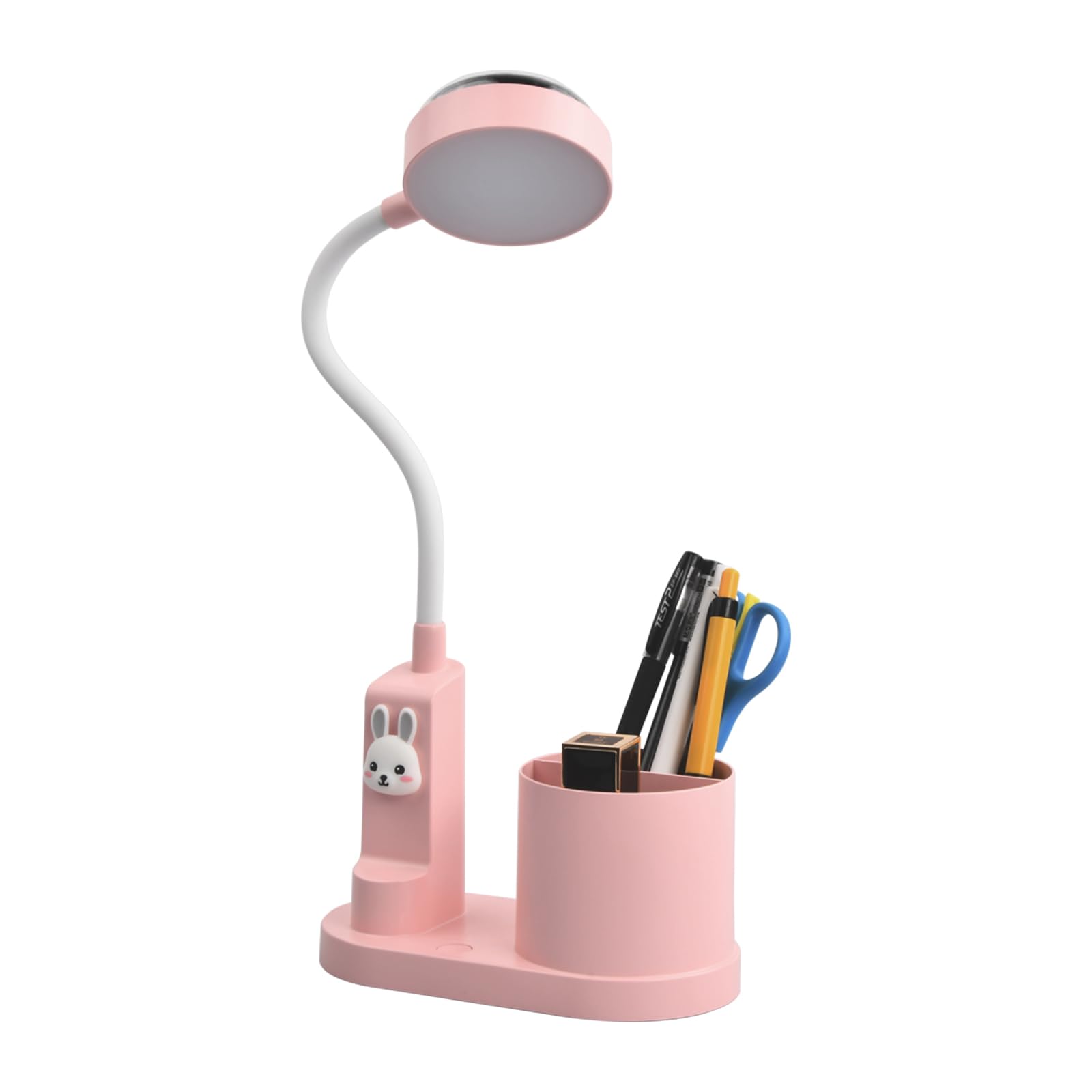 Lámpara de Escritorio LED para Niños, Recargable Lámpara de Mesa LED con Soporte para Bolígrafos, Regulable Infantil Lámpara Estudio de Lectura LED para Oficina Dormitorio Leer Estudiar (Rosa)