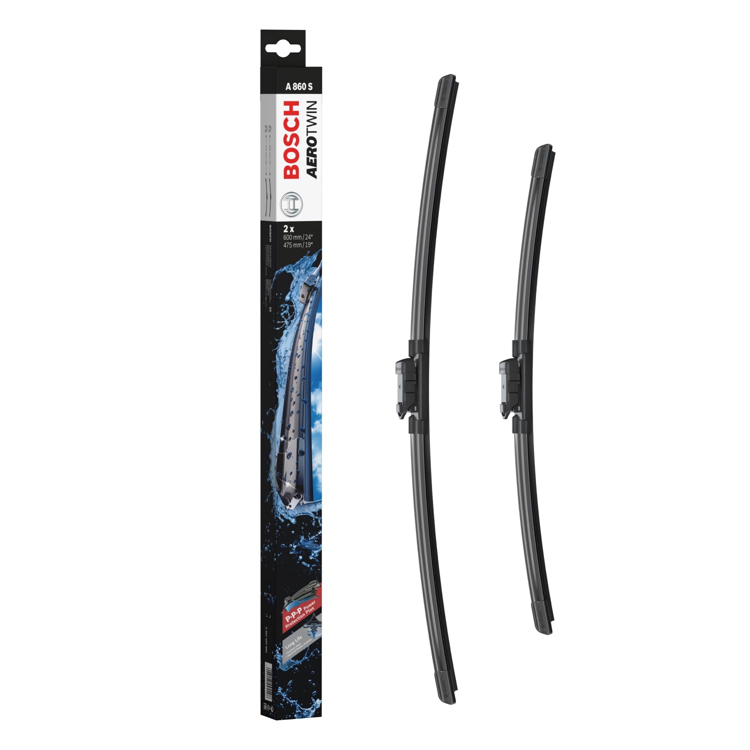 Bosch Aerotwin A 860 S Front Windscreen Wipers - 2 Blades, 600 mm/475 mm