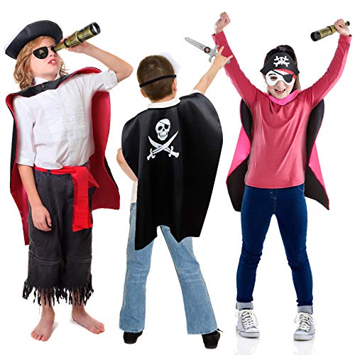 Kuaima 01010101 Pirate Cape Set Kids Pirate Costume Set Pirate Role Play Dress Up Set Pirate Accessories Kit Pirate Cosplay Pretend Dress Up Set Halloween Christmas Birthday Costume Party Gift thumb #4