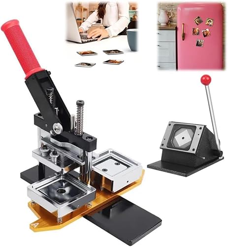JKJZSALJ Badge Maker Machine,50X50Mm/2X2Inch Button Badge Maker,Photo Magnet Machine,Diy Fridge Magnets Pin Maker Machine,With 100 Sets Of Consumables+ Paper Cutter Machine