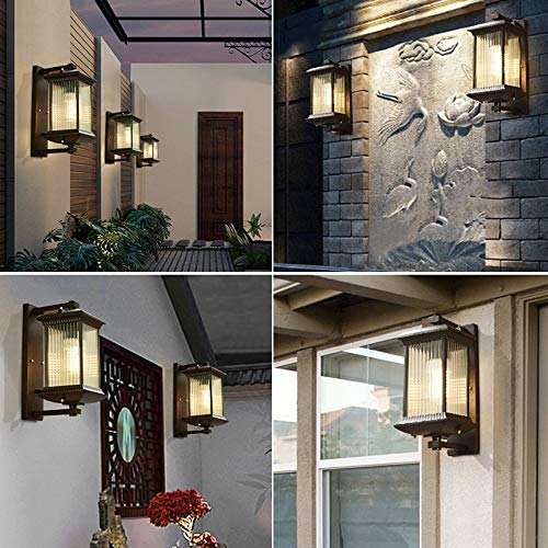 Applique lanterne extérieure E27 en aluminium et verre rétro pour villa