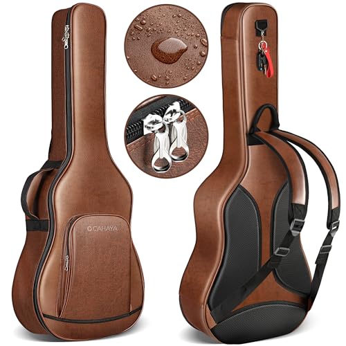 CAHAYA Guitar Case Acoustic Bag - 0.8in Thick Padding Guitar Gig Bag Waterproof PU Design for Easy...