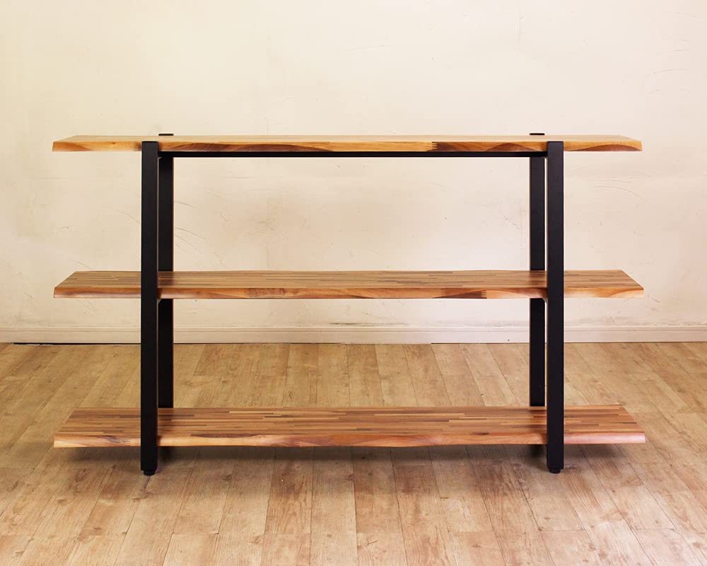 銘木ブラックウォルナット3段棚　丸太耳付き風 銘木ブラックウォルナット3段棚丸太耳付き風