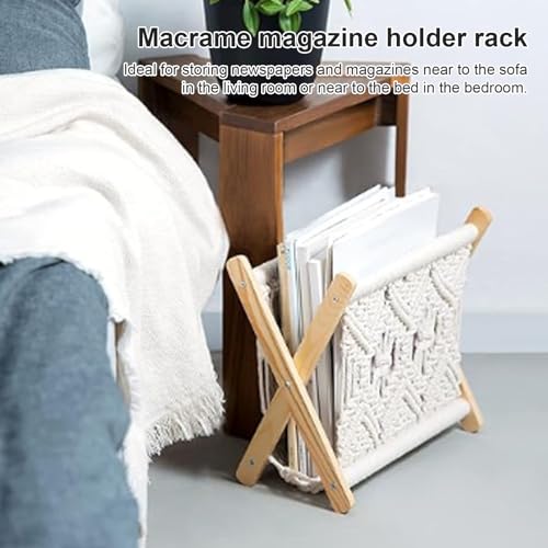 Revistero pequeño de macramé boho fácil de instalar como organizador de revistas 4