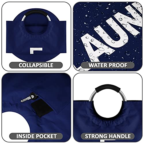 Neatkeep Extra Large Laundry Bags For Heavy-Duty Use With Aluminum Handles, Collapsible Fabric Laundry Basket, Foldable Clothes Bag, (Dark Blue) #TOP2