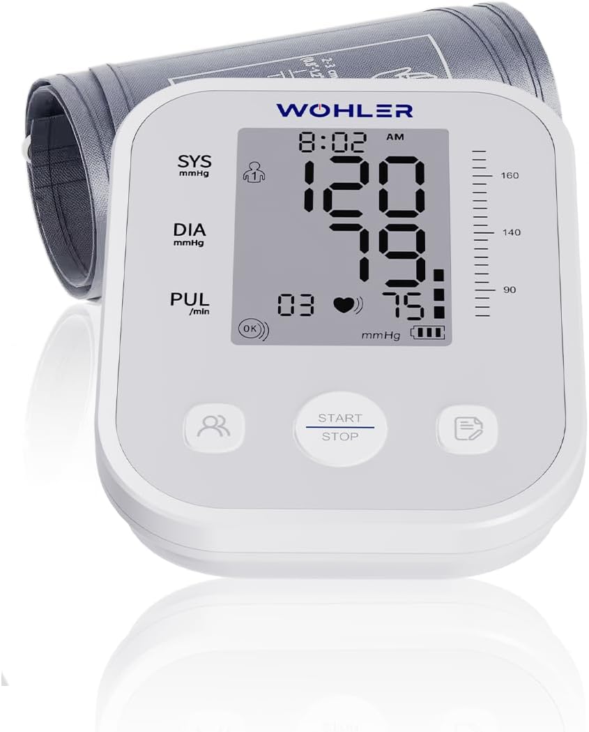 Wohler Digital Blood Pressure Monitor with the arm cuff attached, ready for use.