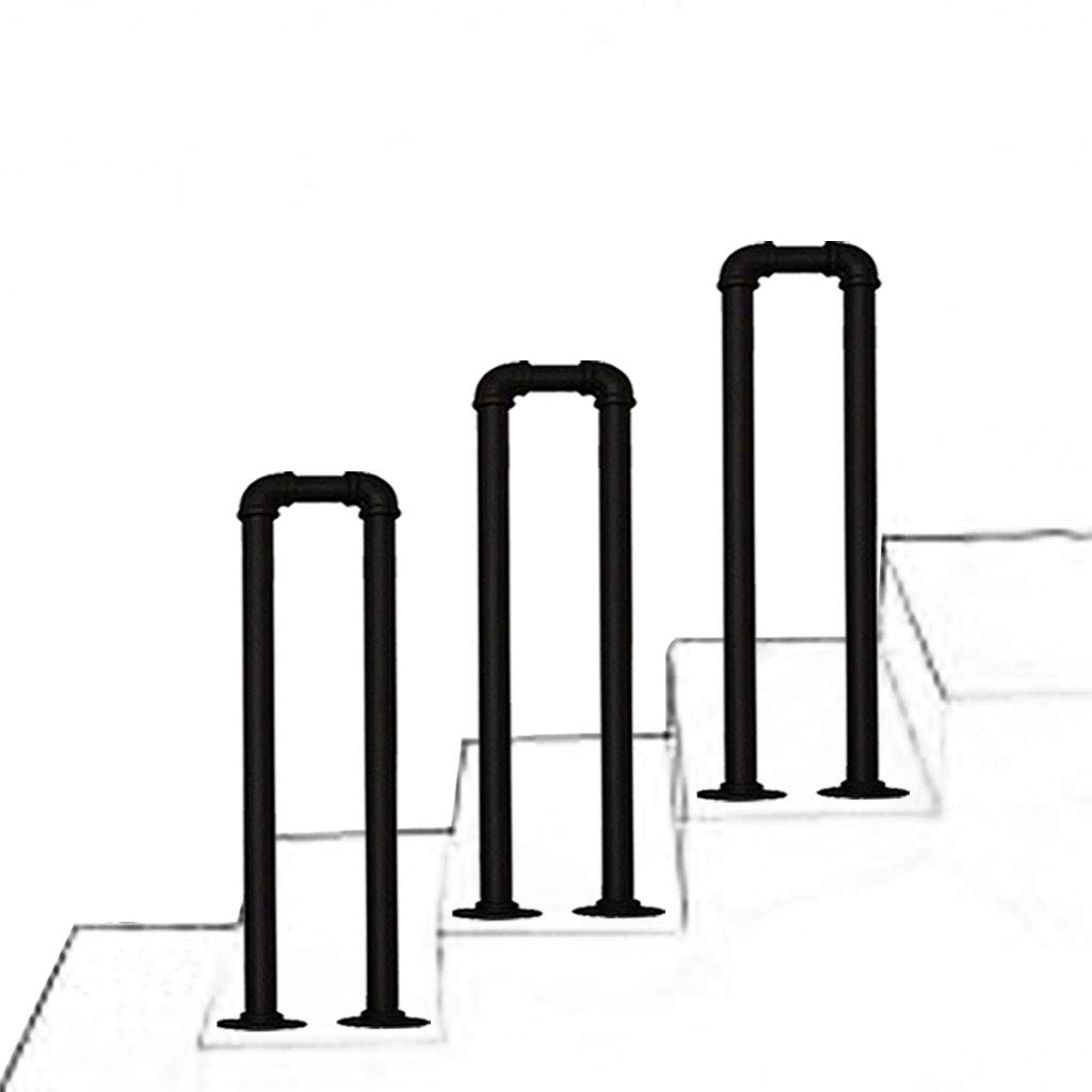 Rampe d'escalier en fer forgé noir mat de 2,8 pi : esthétique haut de gamme pour aménagement sobre
