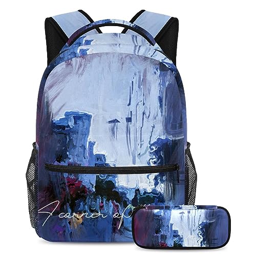 Sac à dos multicolore pour filles et garçons avec trousse assortie