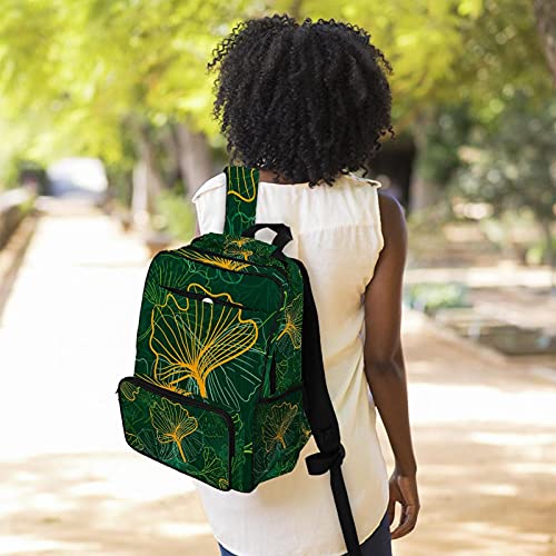 Sac à dos ordinateur portable avec imprimé feuille vert grand format pour le travail - 6