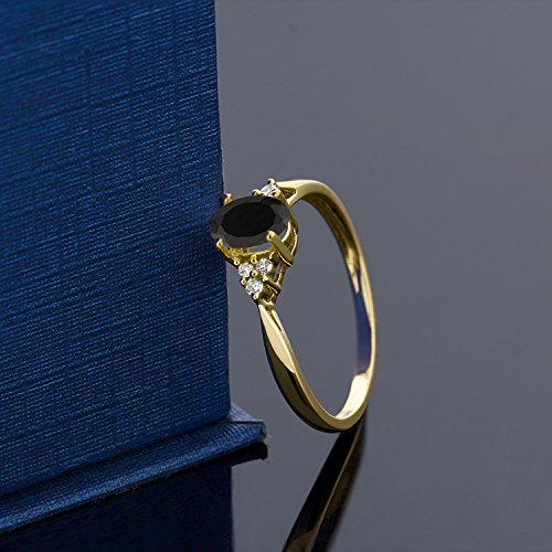 14K Yellow Gold Gemstone Birthstone and White Diamond Engagement Ring | Oval Shape 6X4MM | Wedding Anniversary Promise Gold Ring For Women | Available in Size 5, 6, 7, 8, 94