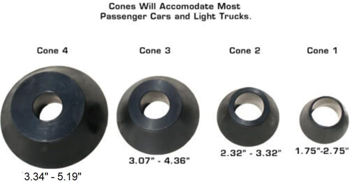 ATLAS ATWB CONEKIT 28MM Wheel Balancer Cone Kit 4 Piece Set 28 Millimeter Center Hole Fits All Wheel Balancers with 28mm Thread Diameter Cone Range 1.75 to 5.19 Inches for Automotive Tire Service