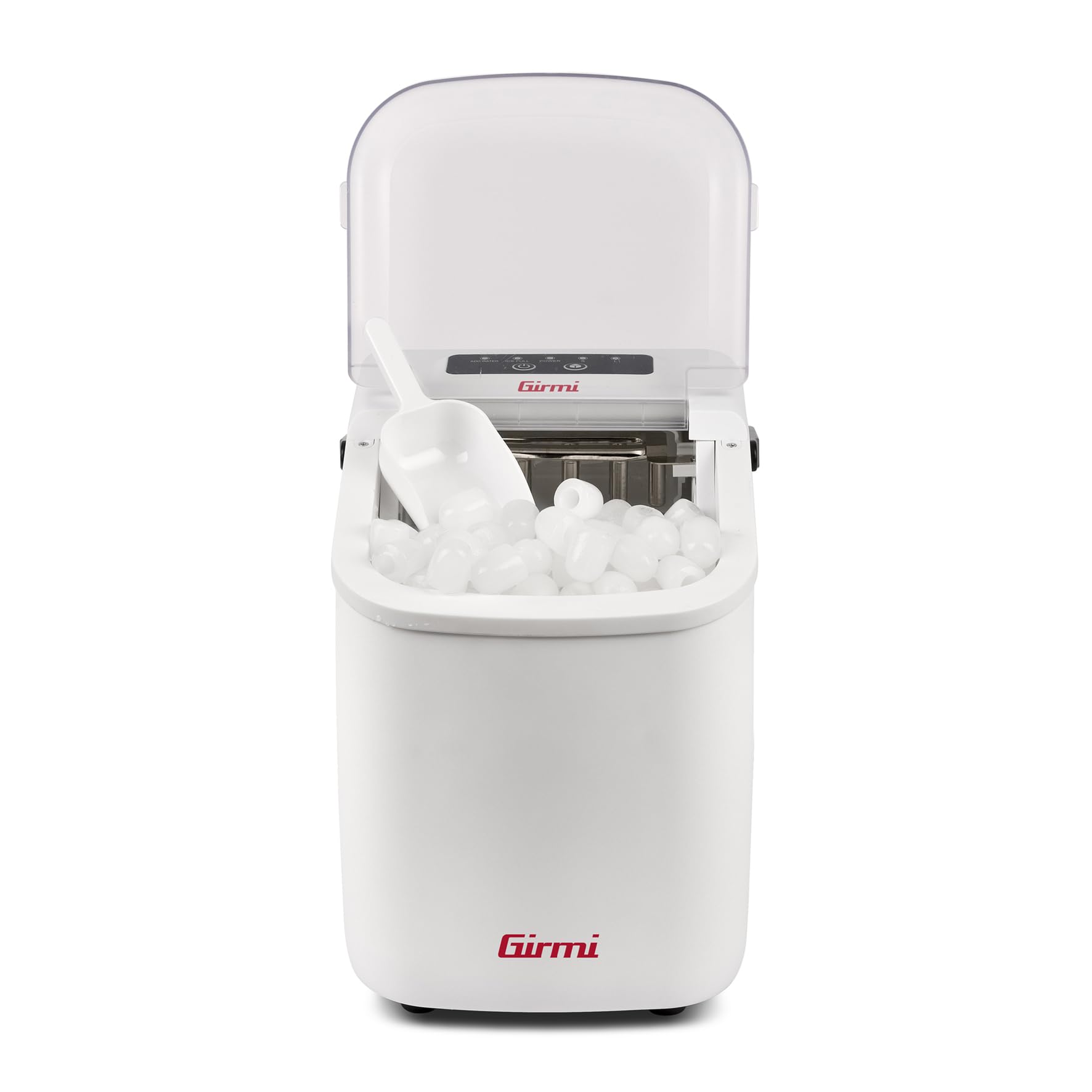 Girmi GH74 Fabbricatore di Ghiaccio,1100 cubetti x 24h, Spegnimento automatico, Accessori inclusi, Bianco