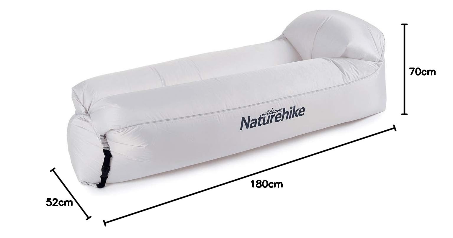 Naturehike Lazy Lounger Chaise Longue Gonflable imperméable avec Paquet Portable pour Voyage, Camping, randonnée, fête à la Piscine et à la Plage