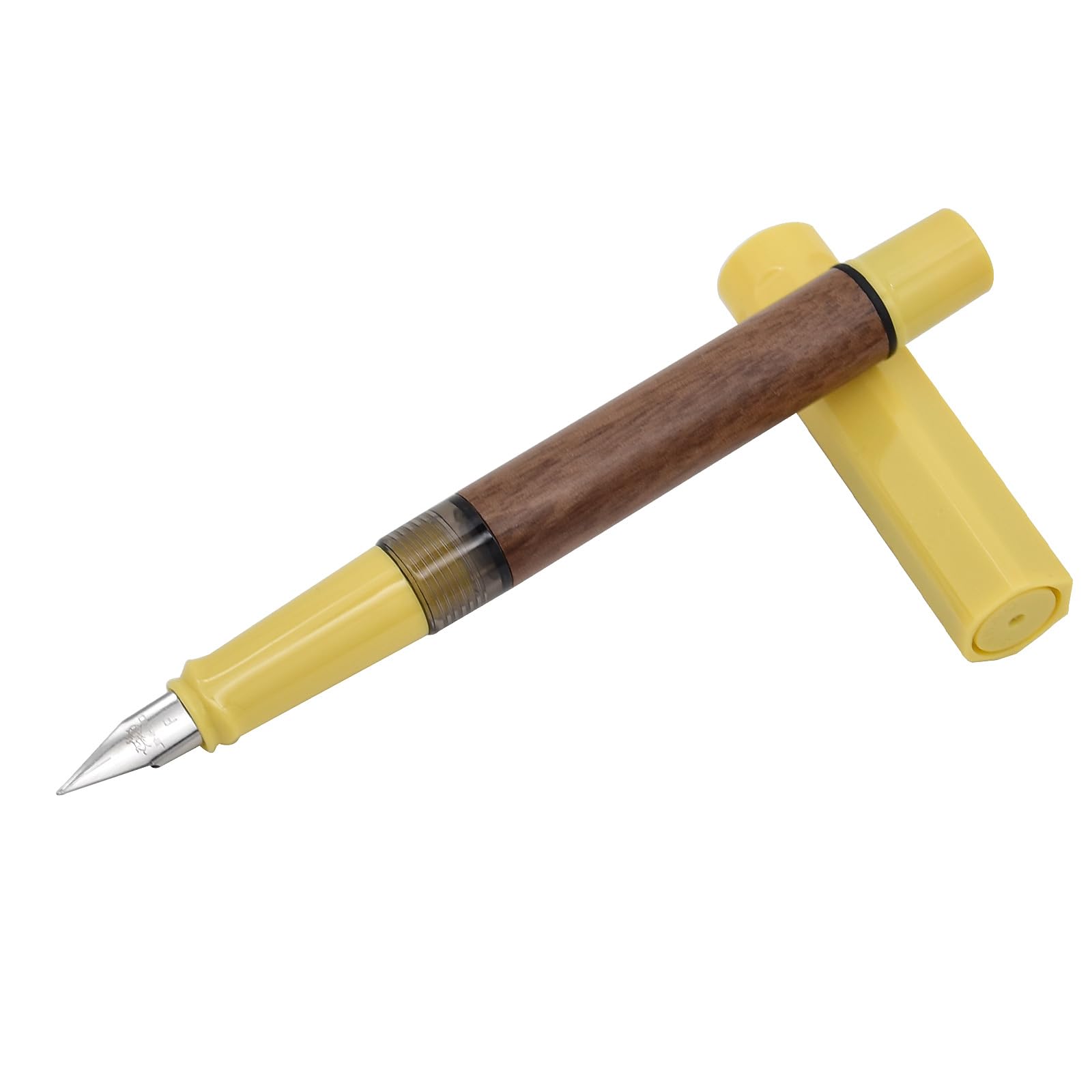 SIPLIV Jinhao 62 Wood Fountain Pen Fine Nib Ink Pen with Ink Converter for School Office Smooth Writing Pens - Yellow - Image 2