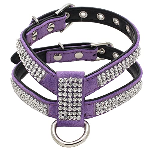 Litymitzromq Adjustable Puppy Dog Faux Leather Shiny Rhinestone Harness Chest Strap Rose Red S #TOP3